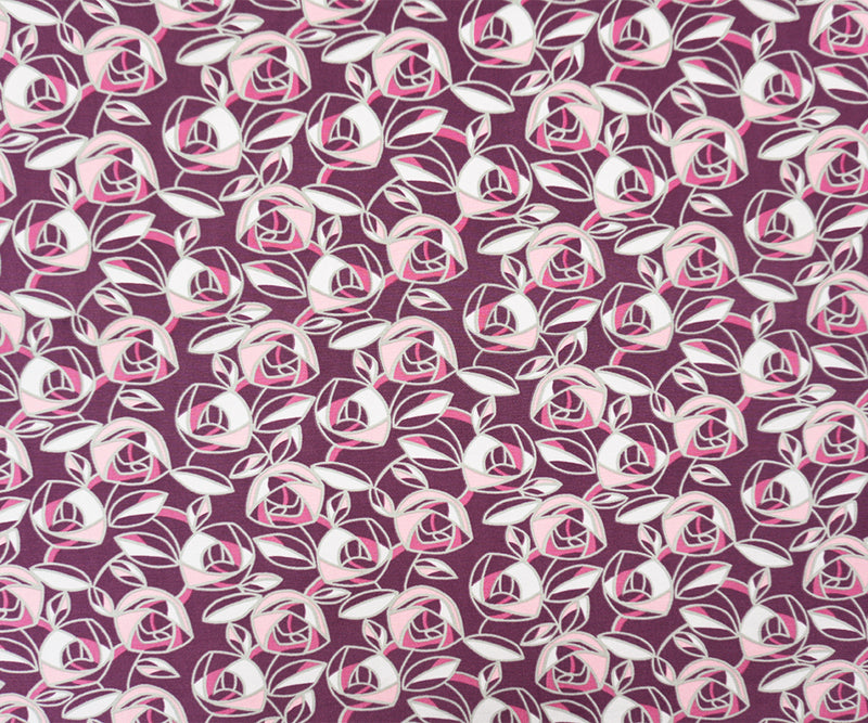 Purple-Pink-Multi Poly Abstract Floral ITY Jersey Knit Fabric
