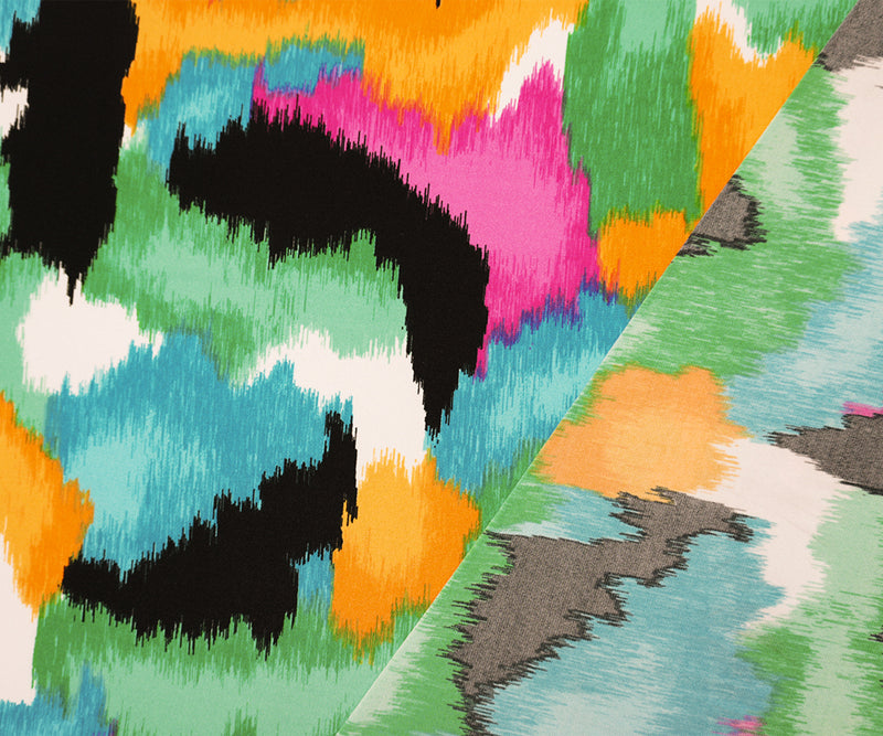 Green-Teal-Multi Poly Abstract Printed ITY Jersey Knit Fabric