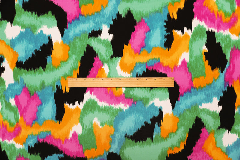 Green-Teal-Multi Poly Abstract Printed ITY Jersey Knit Fabric
