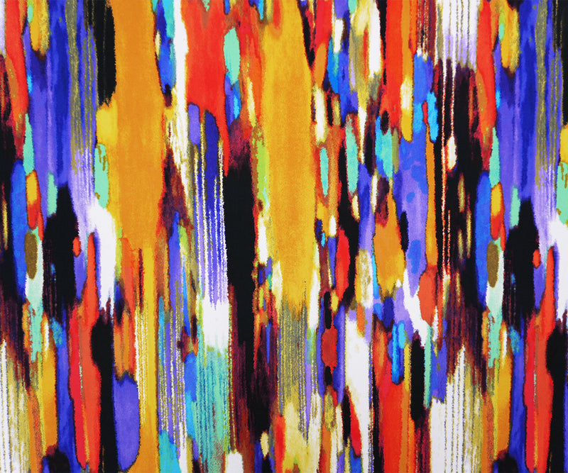 Orange-Purple-Multi Poly Abstract Printed ITY Jersey Knit Fabric