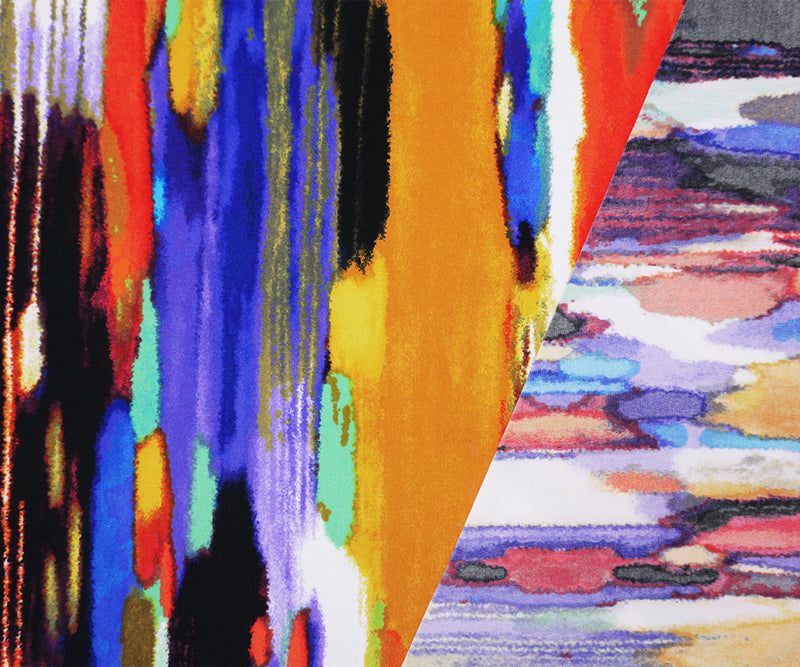 Orange-Purple-Multi Poly Abstract Printed ITY Jersey Knit Fabric