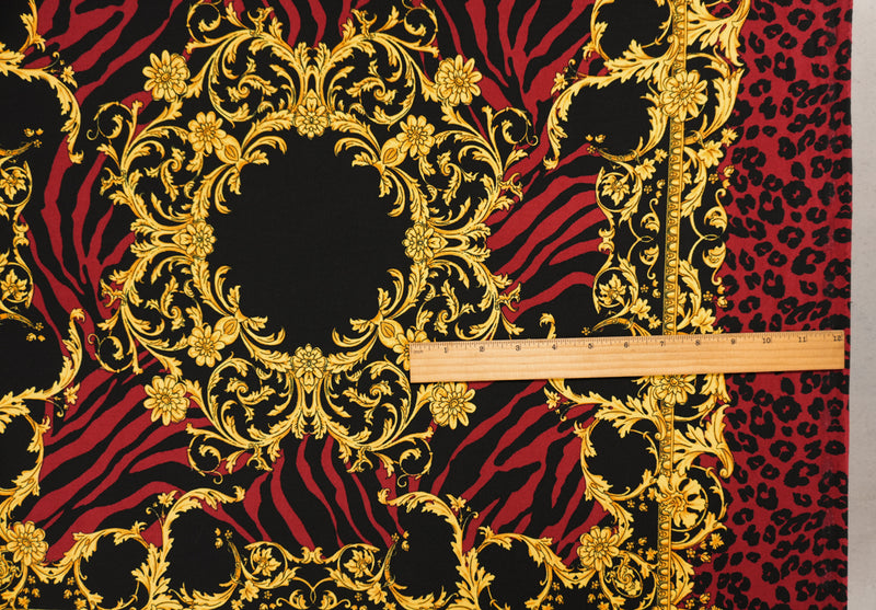 Red-Multi Poly Baroque Animal PANEL Print ITY Jersey Knit Fabric