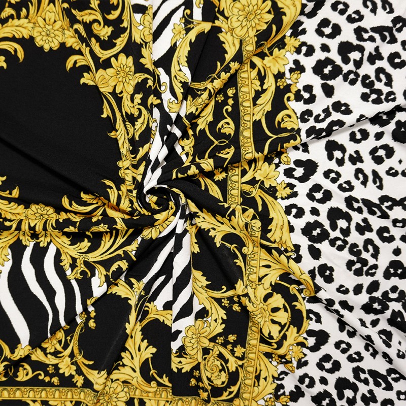 Black-Yellow-Multi Poly Baroque PANEL ITY Jersey Knit Fabric