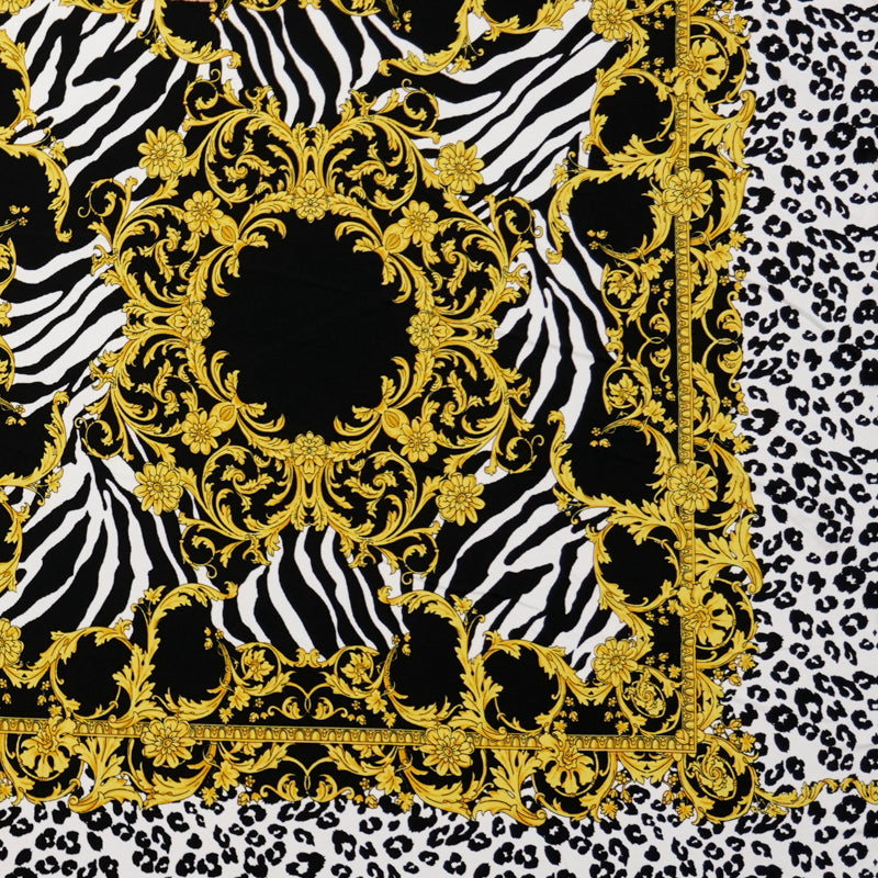 Black-Yellow-Multi Poly Baroque PANEL ITY Jersey Knit Fabric