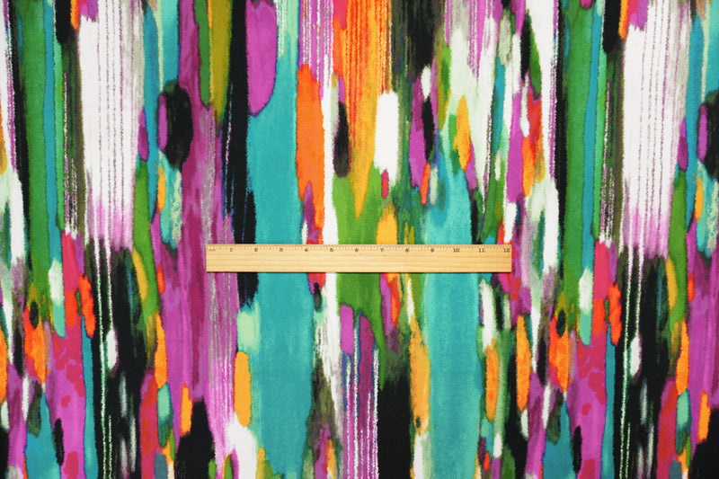 Teal-Purple-Multi Poly Abstract Printed ITY Jersey Knit Fabric