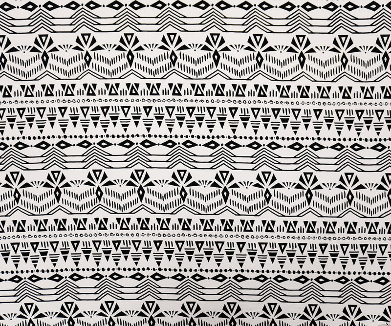 Ivory-Black Poly Spandex Aztec Printed ITY Jersey Knit Fabric