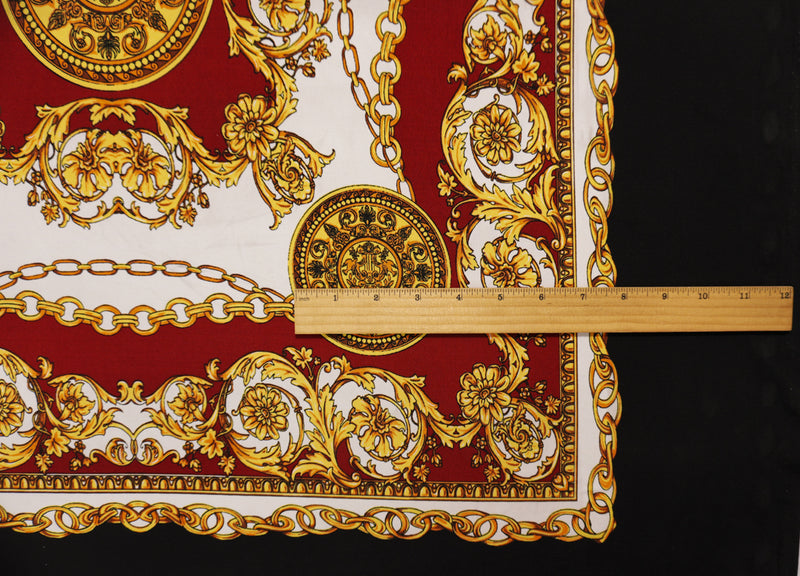 Red-Multi Poly Baroque Floral PANEL Print ITY Jersey Knit Fabric