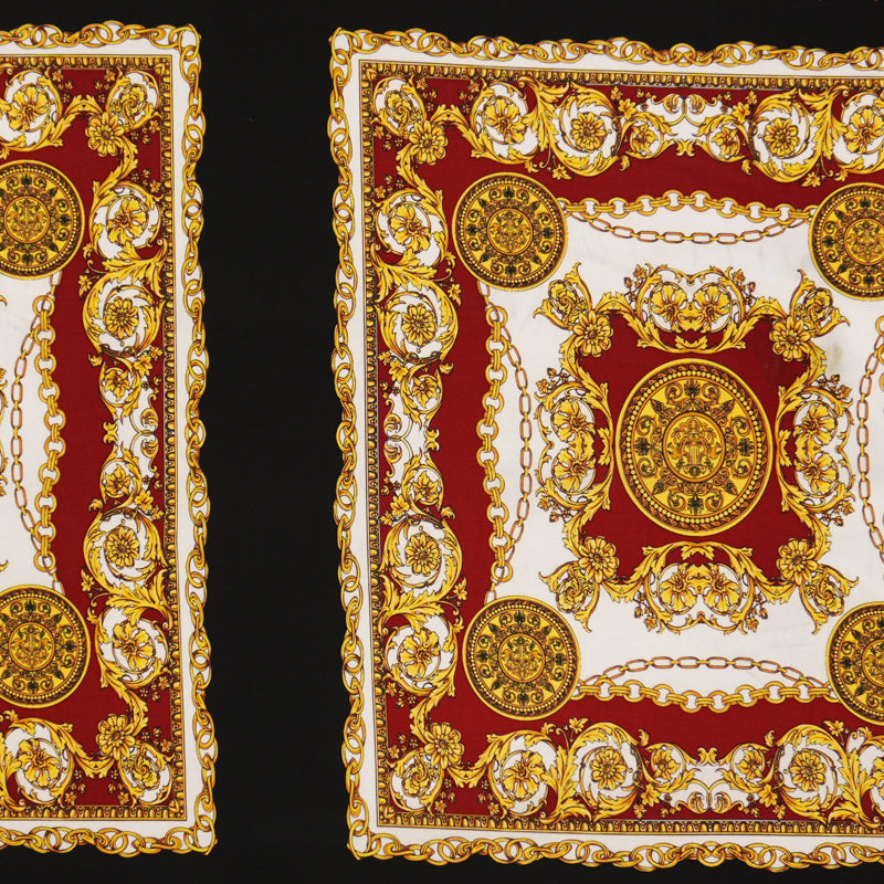 Red-Multi Poly Baroque Floral PANEL Print ITY Jersey Knit Fabric