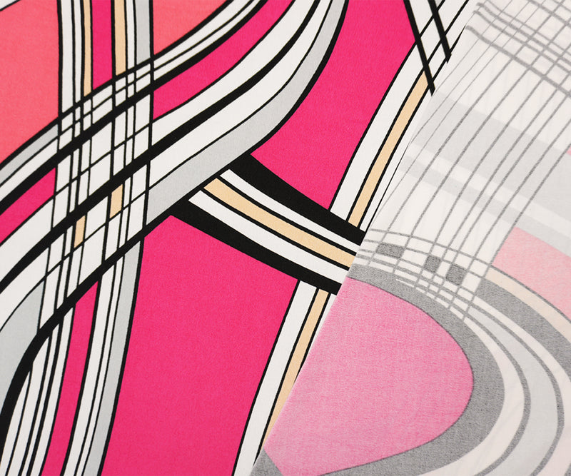 Pink-Black-Multi Poly Abstract Print ITY Jersey Knit Fabric