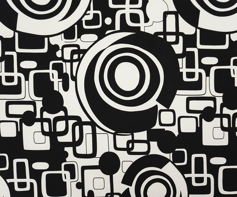 Black Poly Spandex Abstract Geo Printed ITY Jersey Knit Fabric