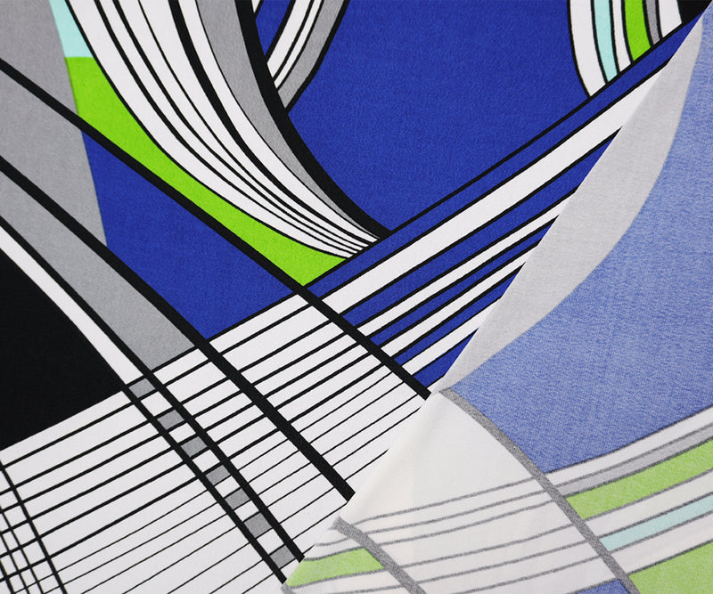 Blue Poly Spandex Abstract Printed ITY Jersey Knit Fabric