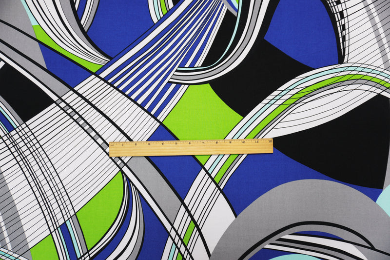 Blue Poly Spandex Abstract Printed ITY Jersey Knit Fabric