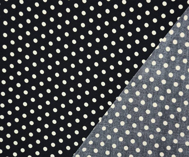 Black-Light Beige Poly Spandex Dot Printed ITY Jersey Knit Fabric