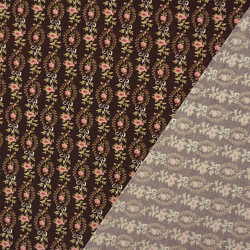 Brown-Green-Blue Poly Floral Printed ITY Jersey Knit Fabric