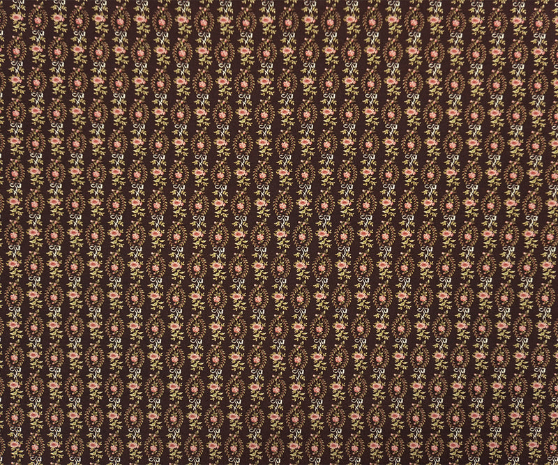 Brown-Green-Blue Poly Floral Printed ITY Jersey Knit Fabric