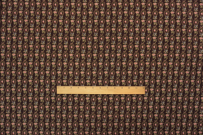Brown-Green-Blue Poly Floral Printed ITY Jersey Knit Fabric