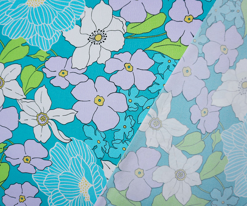 Turquoise-Multi Poly Spandex Floral Printed ITY Jersey Knit Fabric