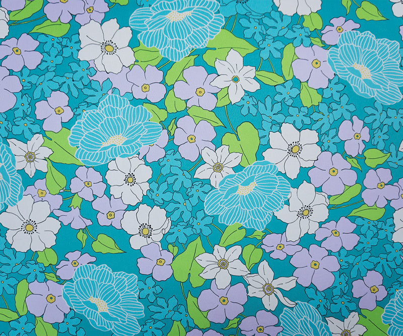Turquoise-Multi Poly Spandex Floral Printed ITY Jersey Knit Fabric