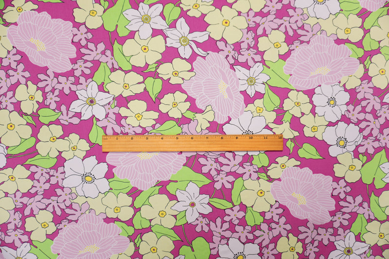 Pink-Green-Multi Poly Spandex Floral Print ITY Jersey Knit Fabric