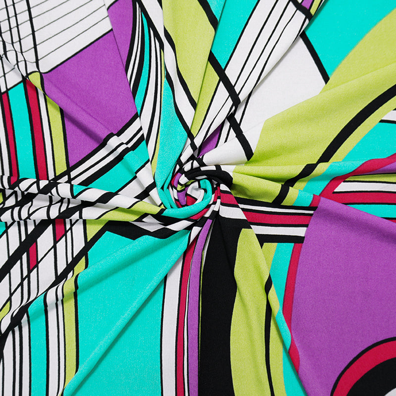 Teal-Purple-Multi Poly Spandex Abstract Printed ITY Jersey Knit Fabric