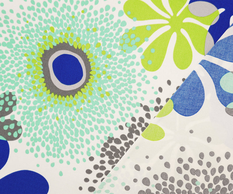 Green-Blue-Multi Poly Abstract Floral Printed ITY Jersey Knit Fabric