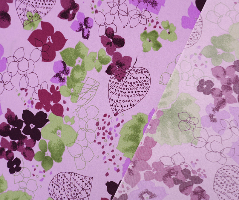 Purple-Multi Poly Spandex Floral Printed ITY Jersey Knit Fabric
