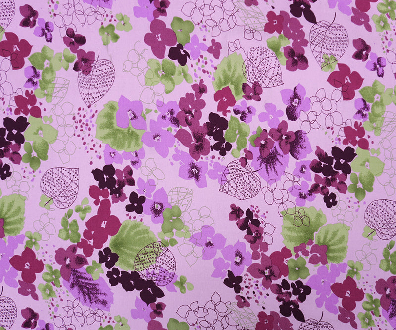 Purple-Multi Poly Spandex Floral Printed ITY Jersey Knit Fabric