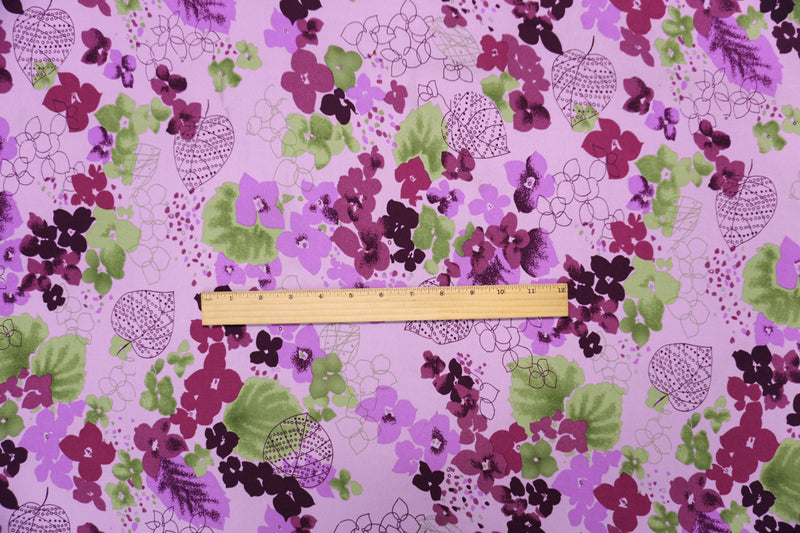 Purple-Multi Poly Spandex Floral Printed ITY Jersey Knit Fabric