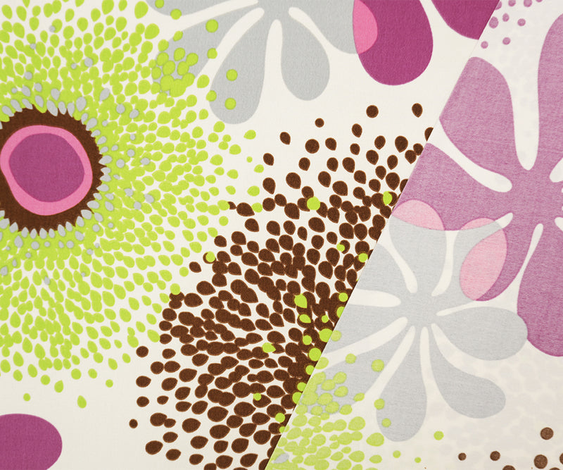 Green-Magenta Poly Abstract Floral Printed ITY Jersey Knit Fabric