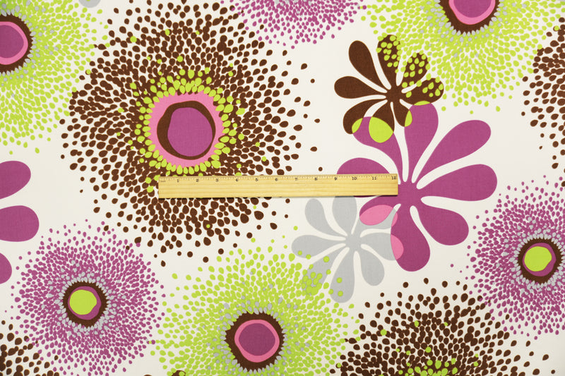 Green-Magenta Poly Abstract Floral Printed ITY Jersey Knit Fabric