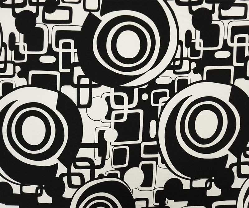 4 YD PC-Black-White Poly Spandex Abstract Printed ITY Jersey Knit Fabric