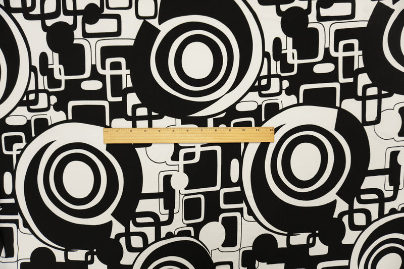 Black-White Poly Spandex Abstract Printed ITY Jersey Knit Fabric