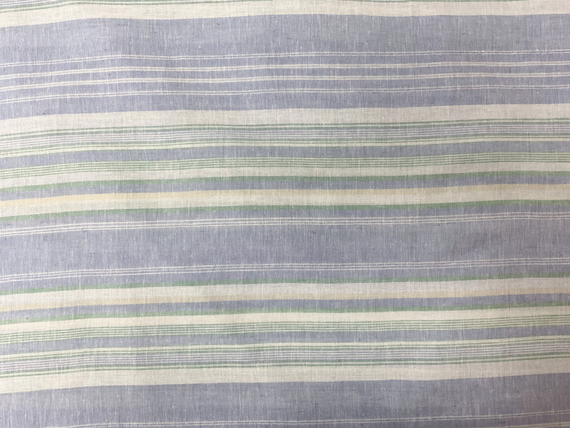 Blue-Green-Yellow Linen-Cotton Stripe Woven Fabric