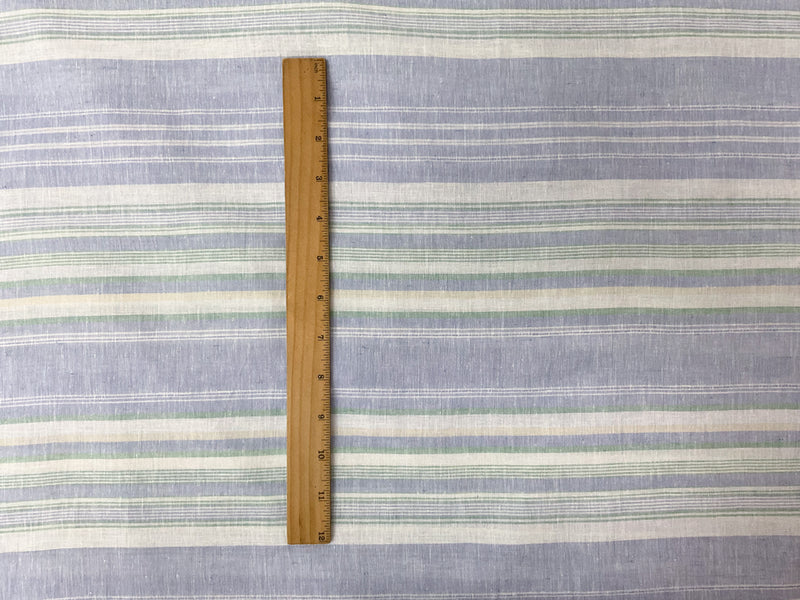 Blue-Green-Yellow Linen-Cotton Stripe Woven Fabric