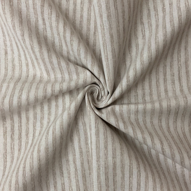 Beige-Off-White Poly Cotton Stripe Woven Fabric