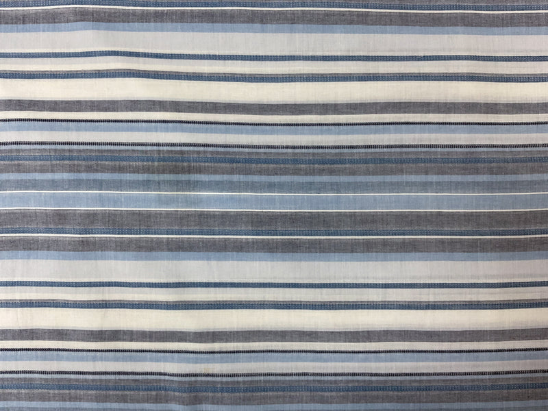 Blue-White Cotton Stripe Dobby Woven Fabric