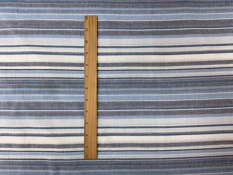 Blue-White Cotton Stripe Dobby Woven Fabric