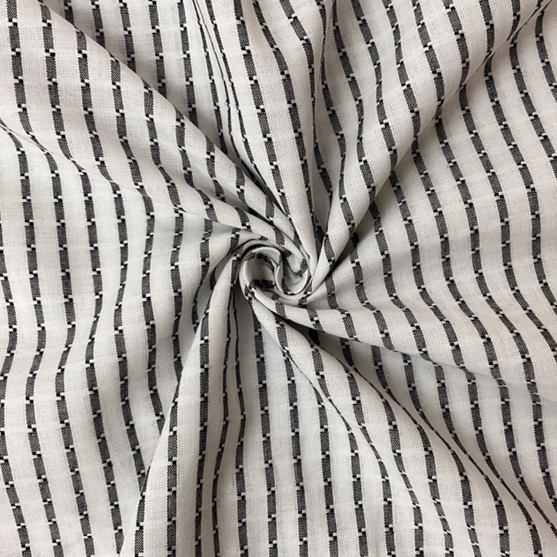 White-Black Cotton Stripe Dobby Woven Fabric