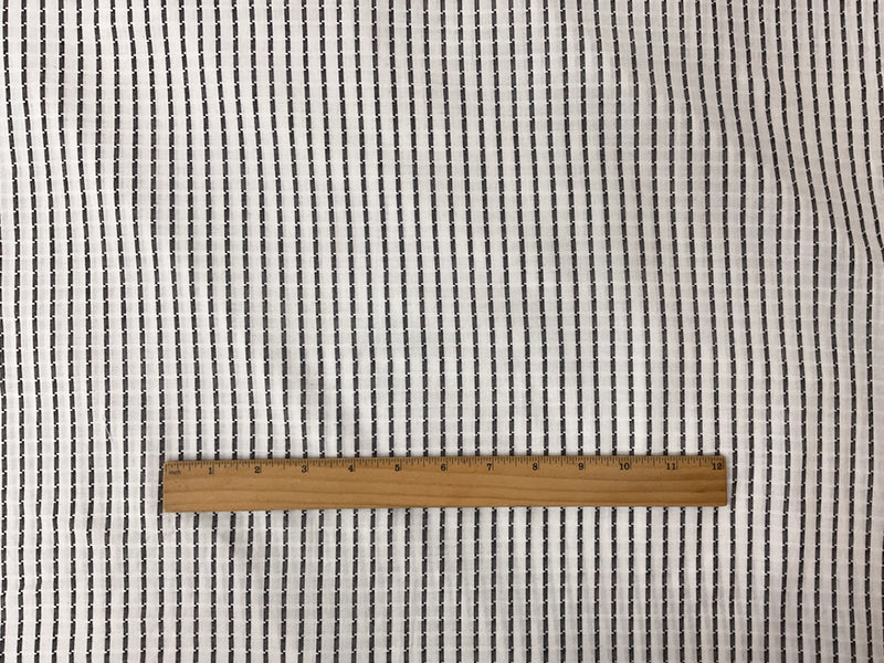 White-Black Cotton Stripe Dobby Woven Fabric