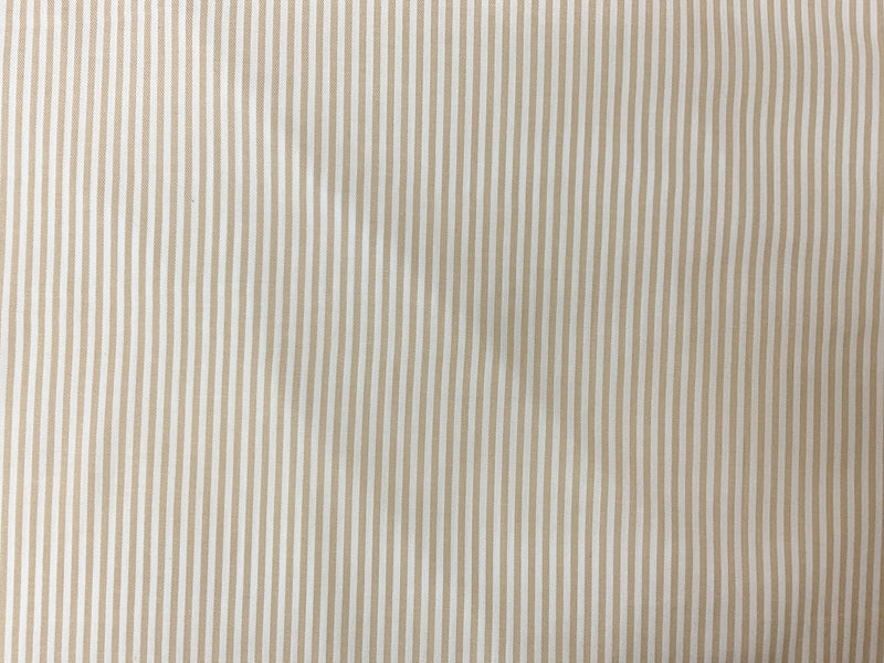 Beige-White Poly Cotton Stripe Twill Woven Fabric