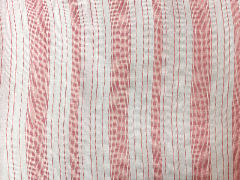 Coral Red-White Rayon Stripe Twill Woven Fabric