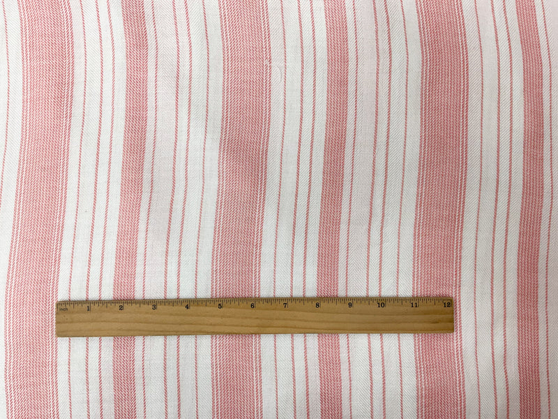 Coral Red-White Rayon Stripe Twill Woven Fabric