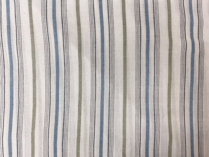 White-Blue-Green Rayon Stripe Dobby Woven Fabric