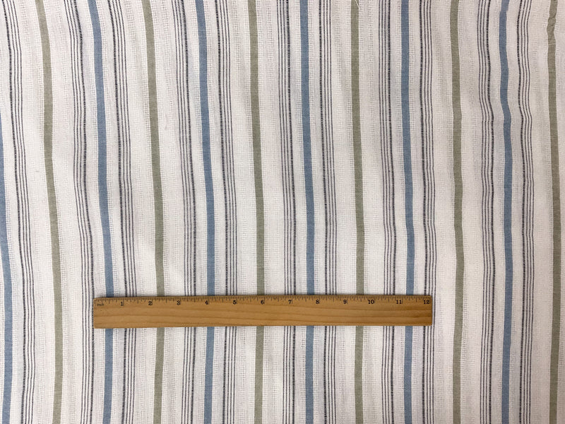 White-Blue-Green Rayon Stripe Dobby Woven Fabric