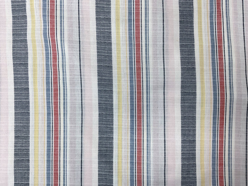 Blue-Yellow-Multi Cotton Stripe Dobby Woven Fabric