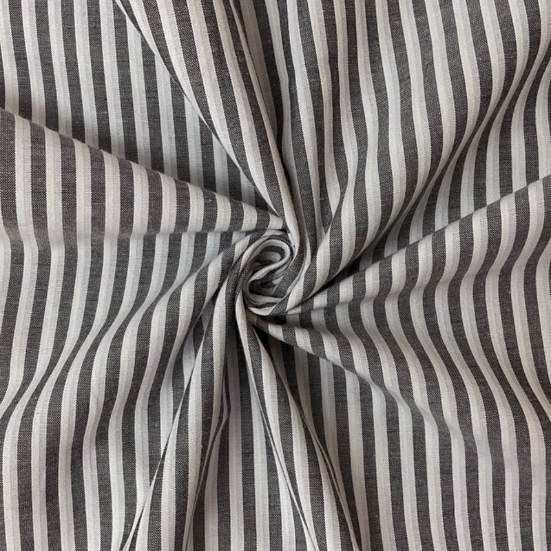 Black-White Poly Cotton Stripe Woven Fabric