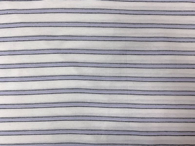 White-Purple-Black Cotton Stripe Dobby Woven Fabric