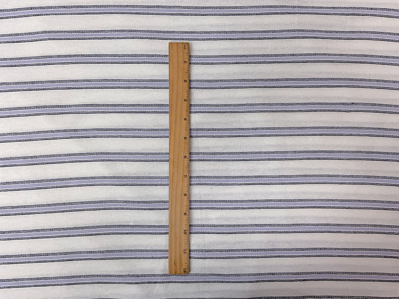 White-Purple-Black Cotton Stripe Dobby Woven Fabric
