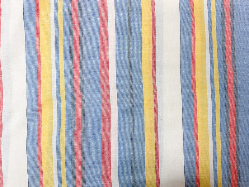 Blue-Yellow-Red Cotton Stripe Twill Woven Fabric