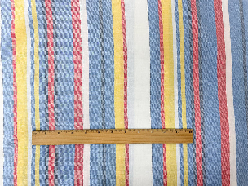 Blue-Yellow-Red Cotton Stripe Twill Woven Fabric